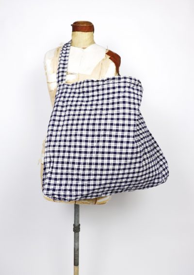 cotton linen check fabric, German fabric , Brown.remake, Shoulder bag