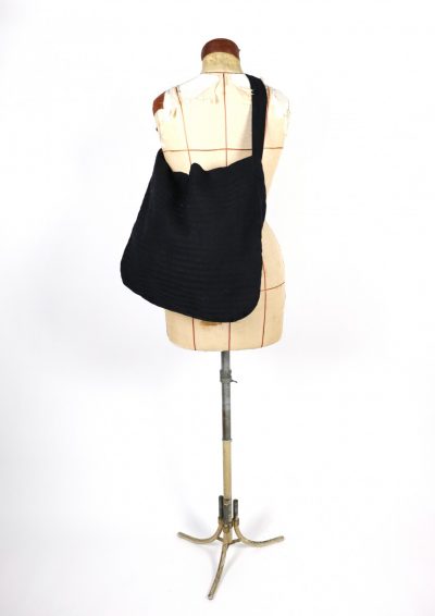 Black dyed linen,French fabric, Brown remake, Bag