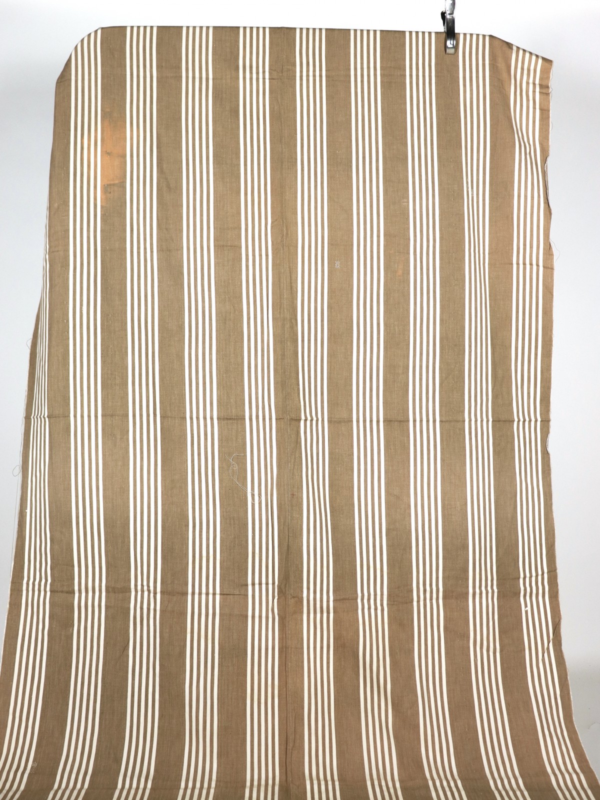 french ticking cotton fabric, beige stripe, early1900's