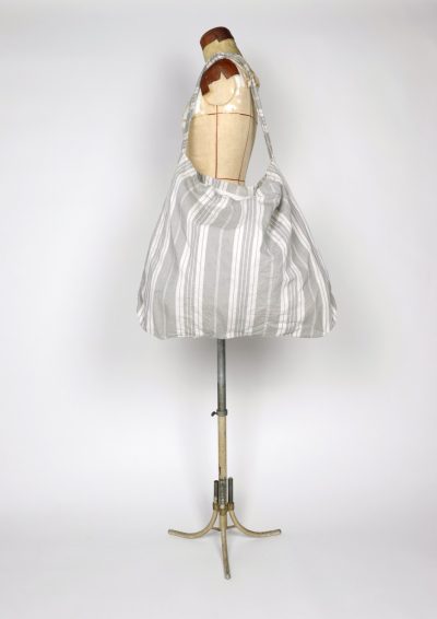 vintage linen, french ticking fabric, brown.remake bag