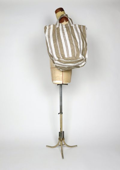 french ticking fabric, vintage fabric, brwn.remake bag