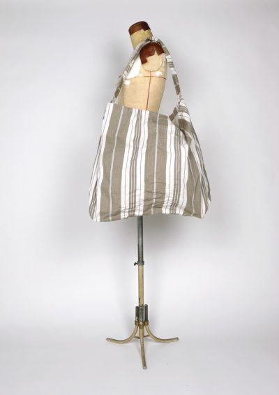 vintage linen, french ticking fabric,brown.remake bag