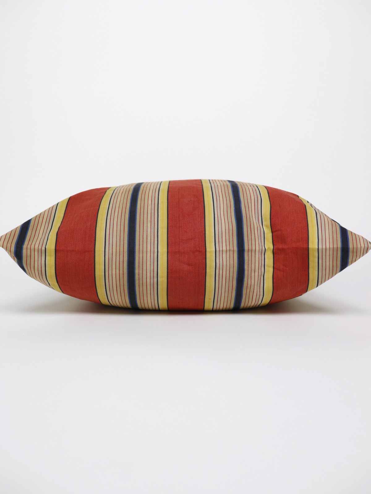 1950's multi stripe cotton fabric cushion, french ticking, brown.remake cushion