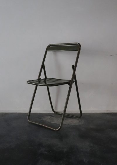 french military, folding chair, metal chair