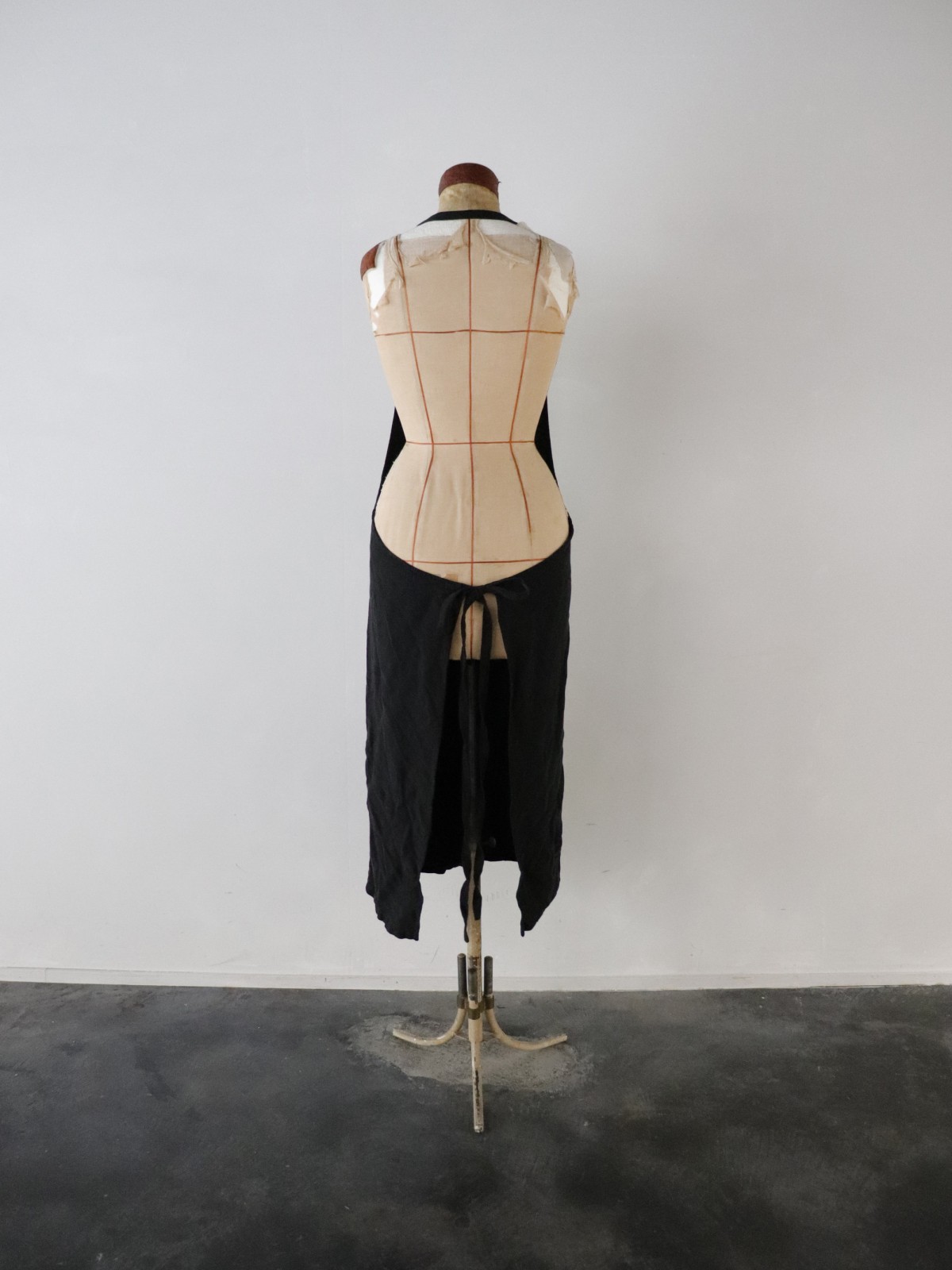 black dyed french linen, apron, brown remake