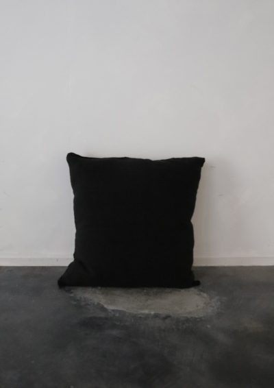 black dyed french linen, cushion, brown remake