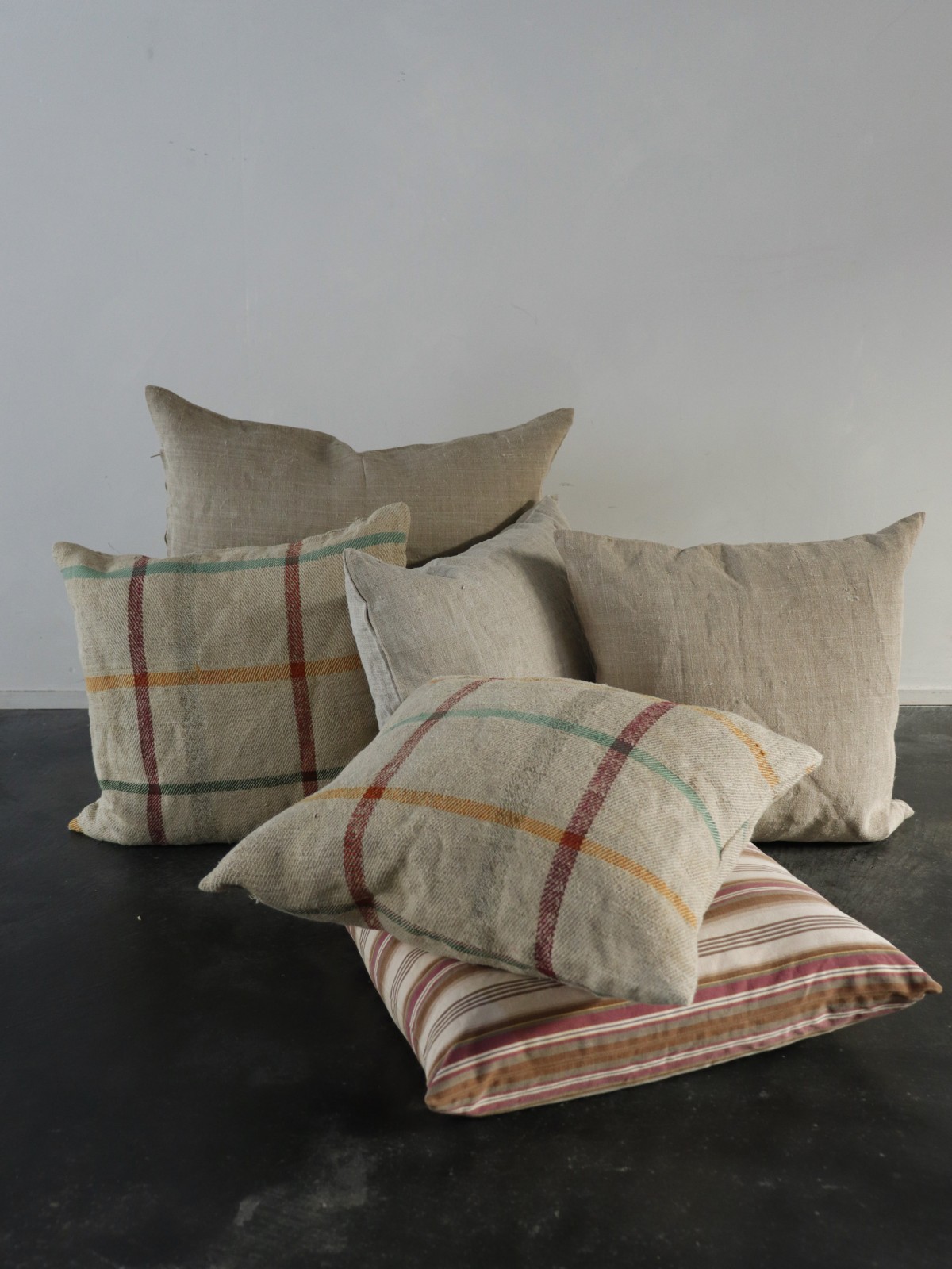 vintage fabric cushions, brownremake