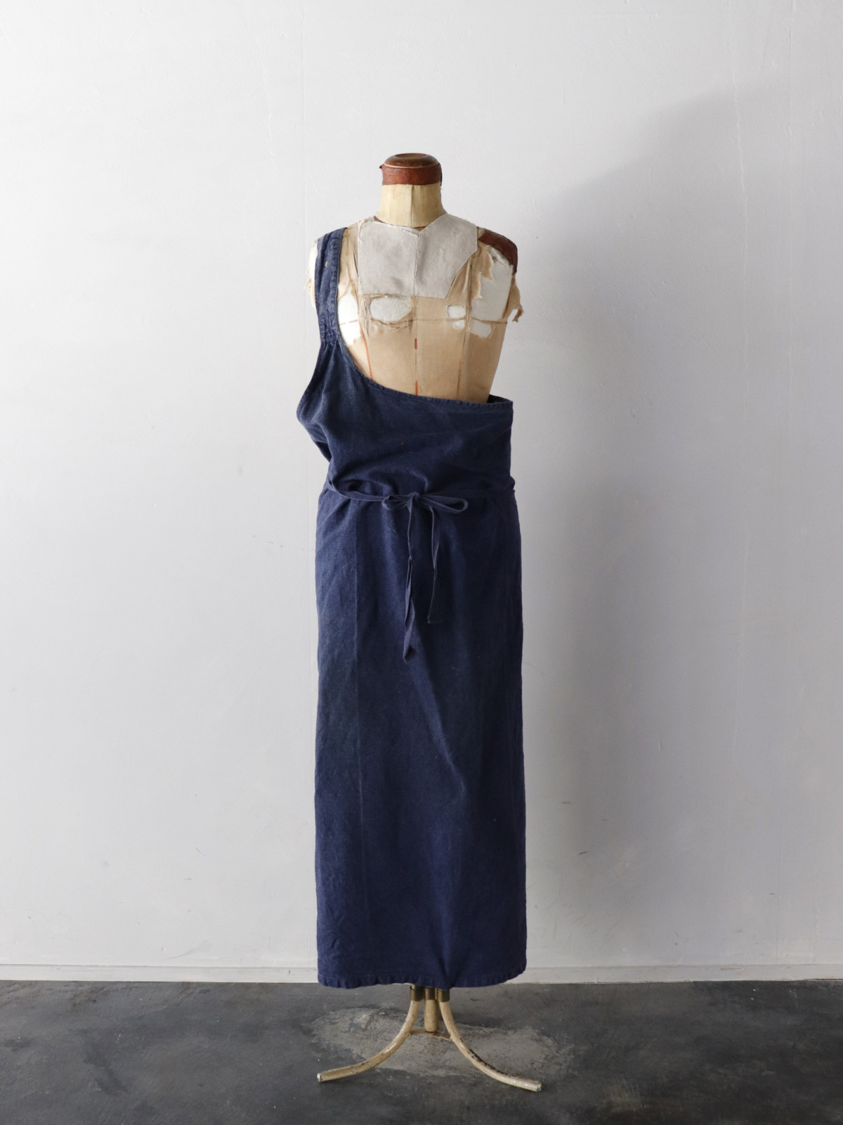 1960's, indigo linen, France,apron