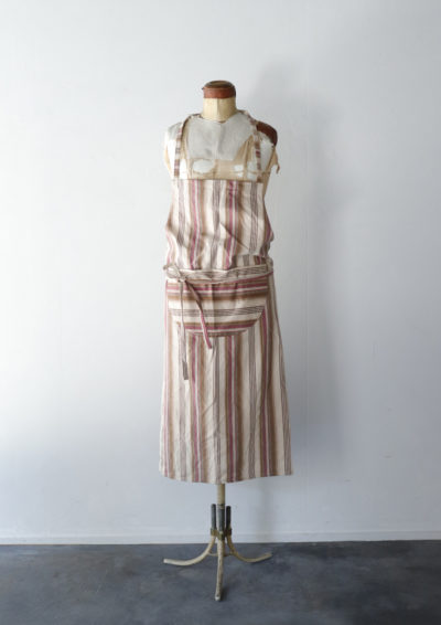 APRON,brown.remake,ticking,USA,Vintage,
