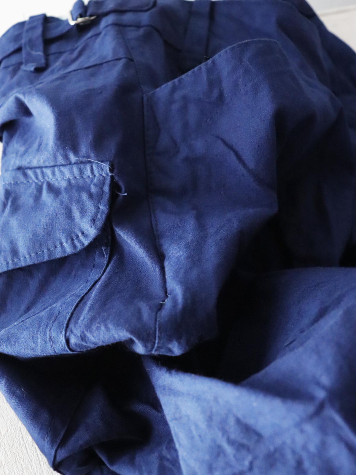indigo cotton, work pants, France, Dead Stock