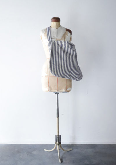 Vintage french ticking cotton fabric, bag, BROWN.remake
