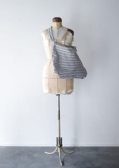Vintage french ticking cotton fabric, bag, BROWN.remake