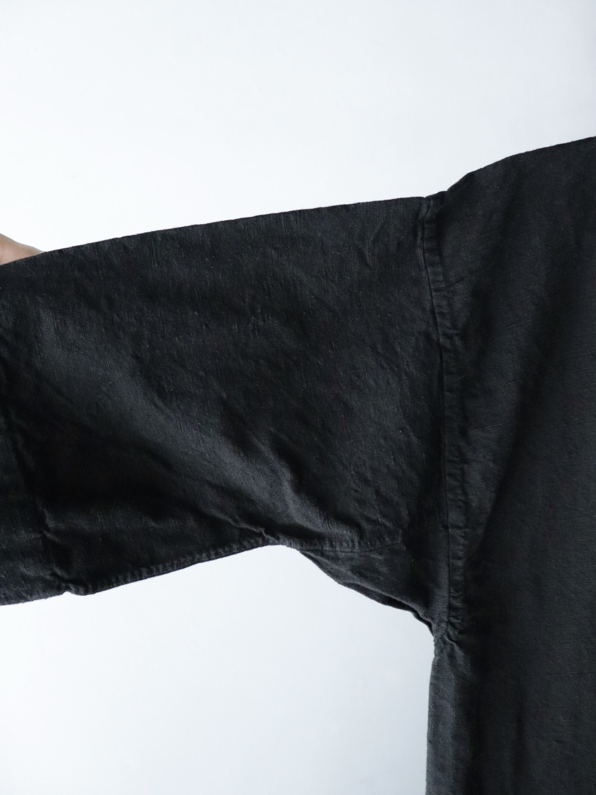 Black-dyed ,french linen fabric, one-piece
