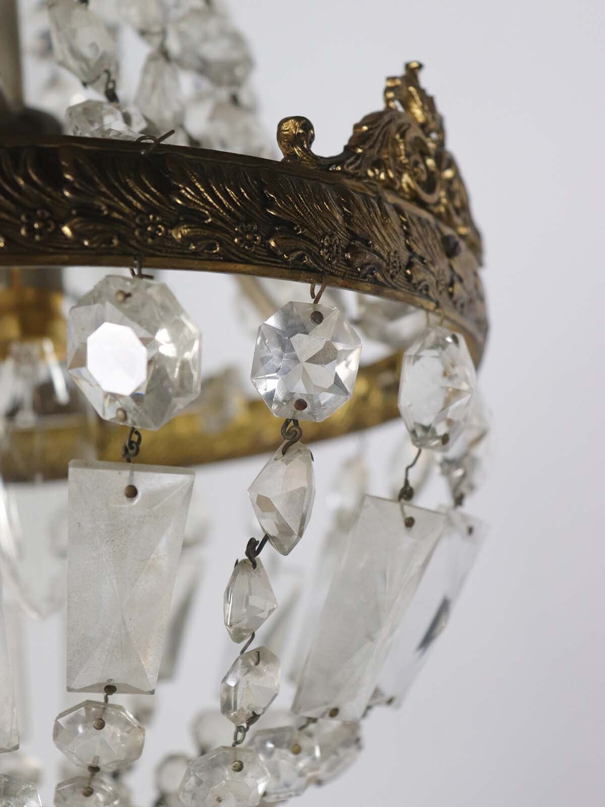 1930's,crystal chandelier,brass,empire style,france