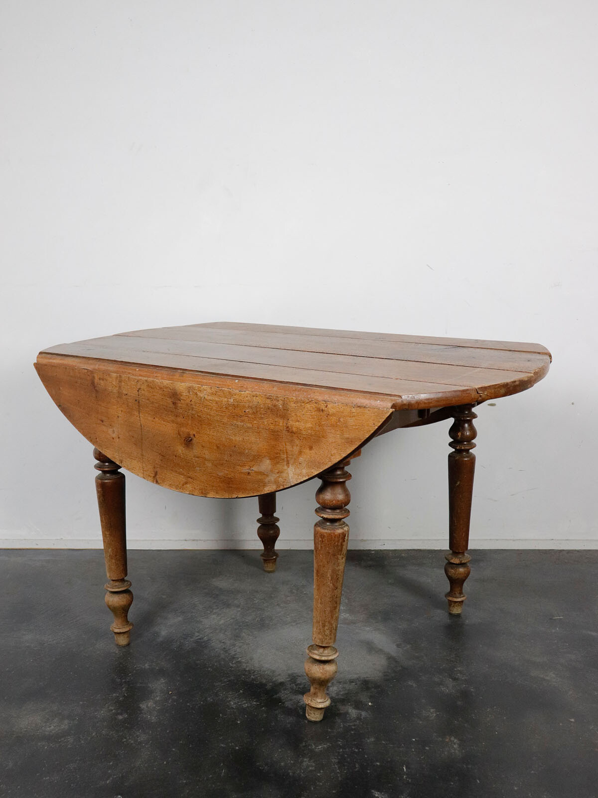 19c,folding wood table,round table,France,antique