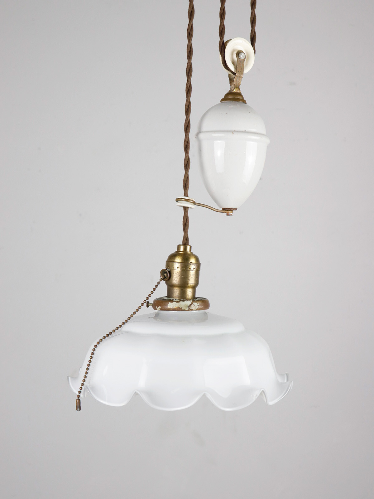 rise and fall pendant light, vintage,france,glass lamp