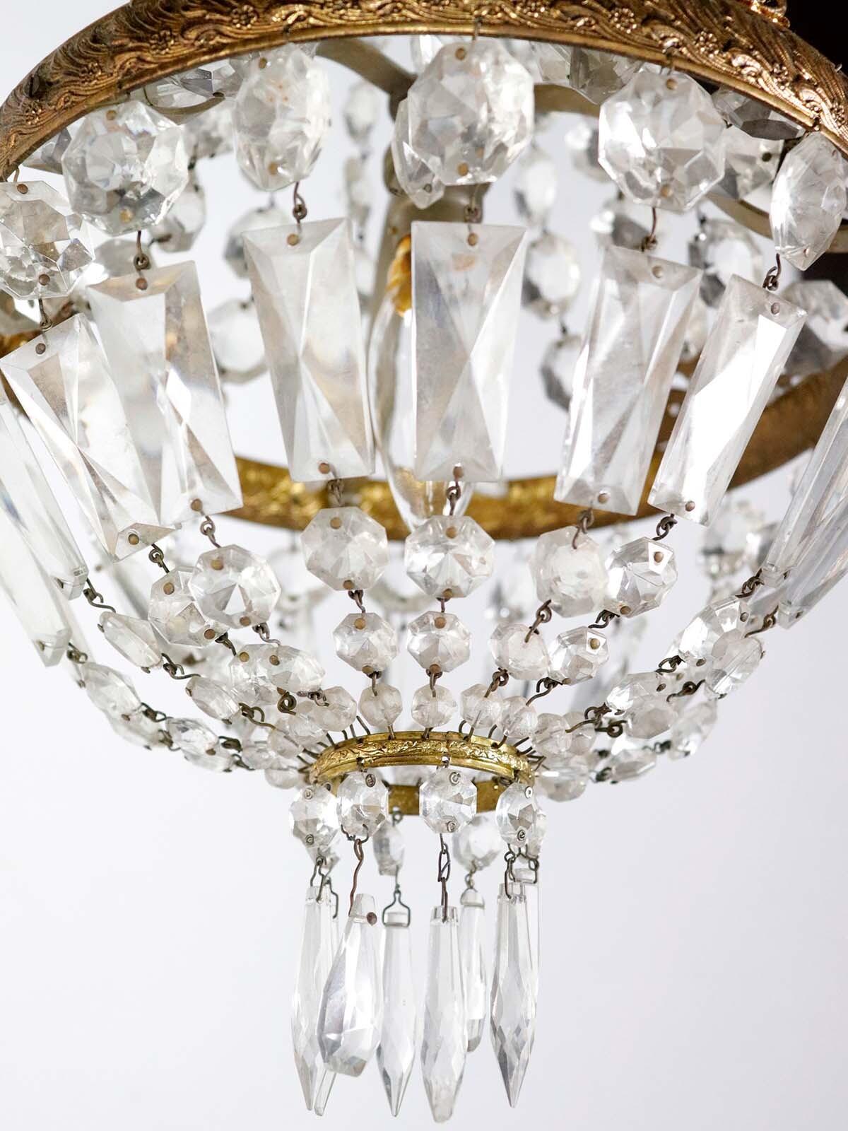 1930's,crystal chandelier,brass,empire style,france
