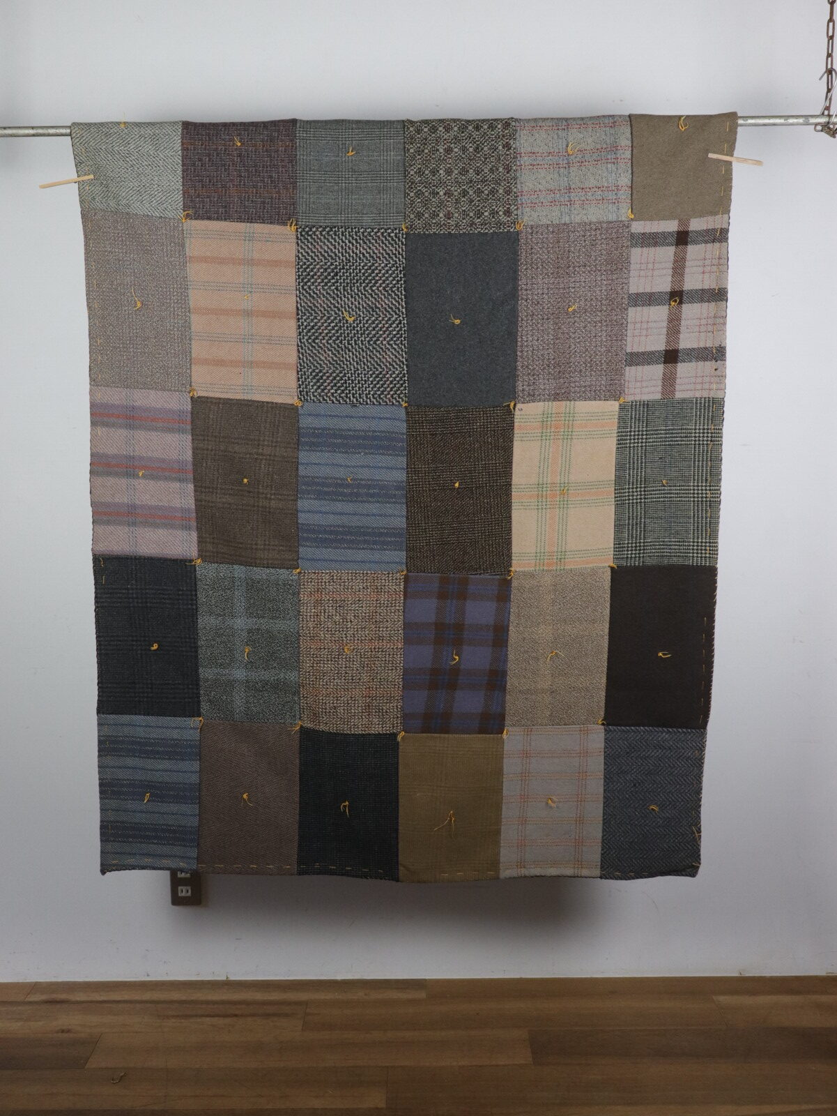 men's wool fabric quilt,patchwork,handmade quilt, vintage, reversible
