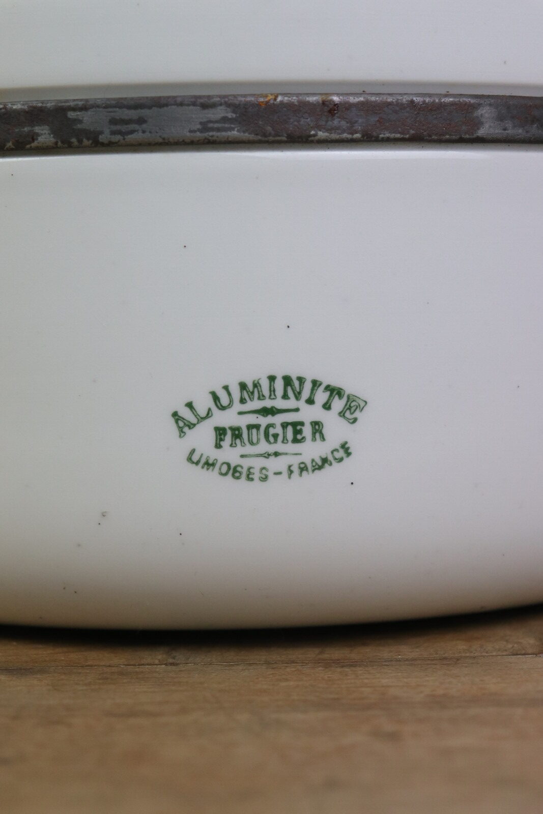 1930's,Alminite Frugier,porcelain x metal sauce pan,antique,france