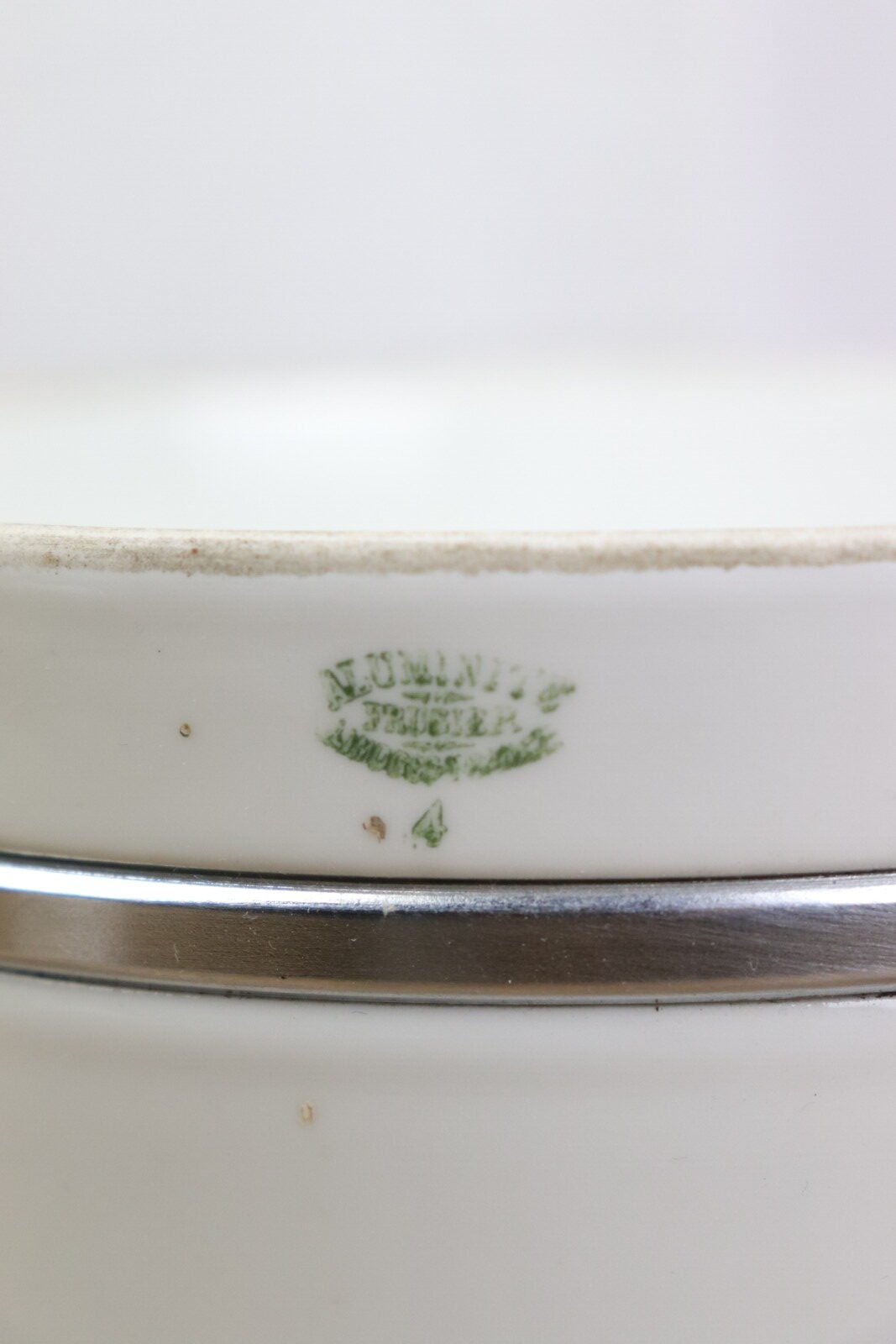 1930's,Alminite Frugier,porcelain x metal sauce pan,antique,france