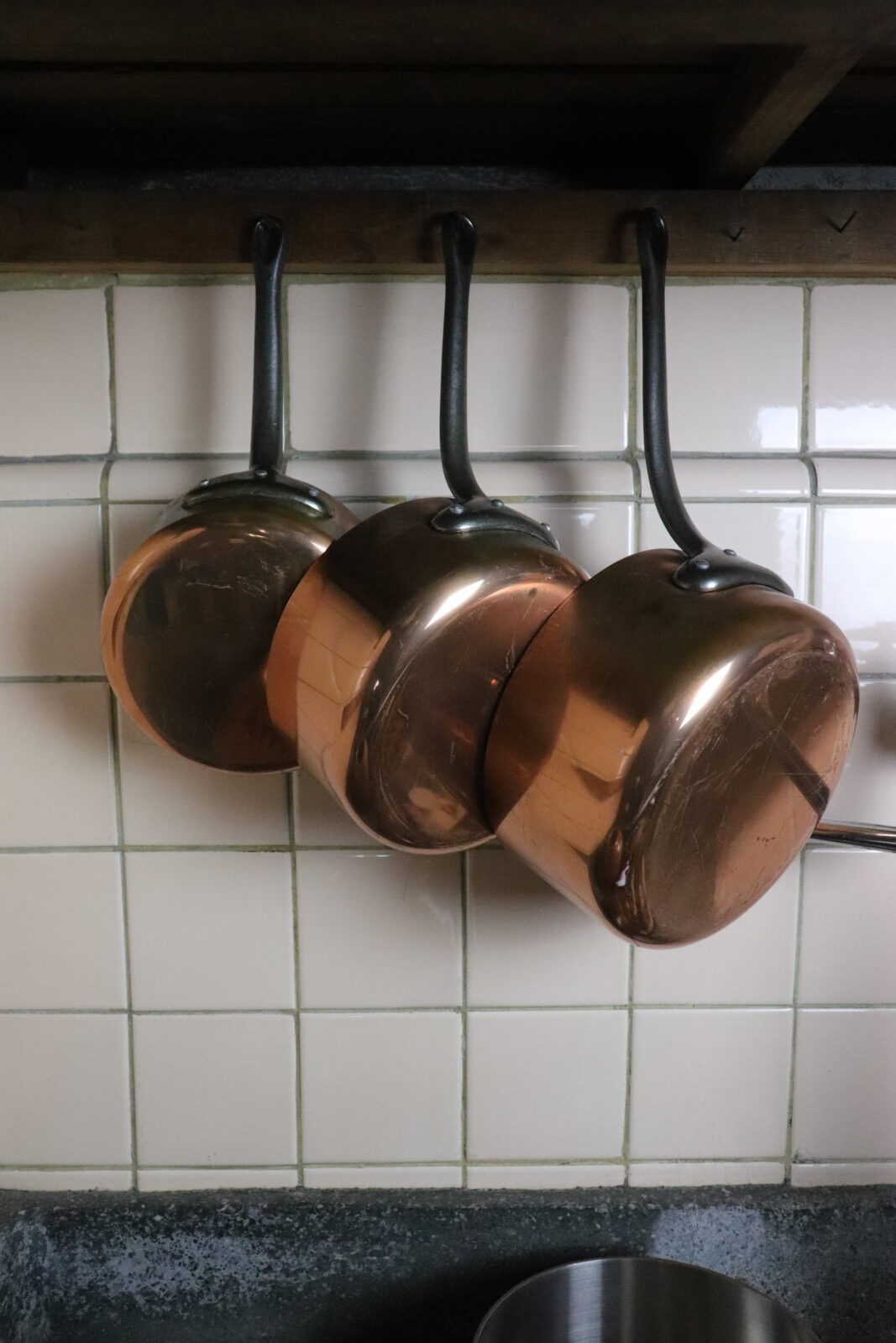 copper pan set of 3,vintage,france,copper pan