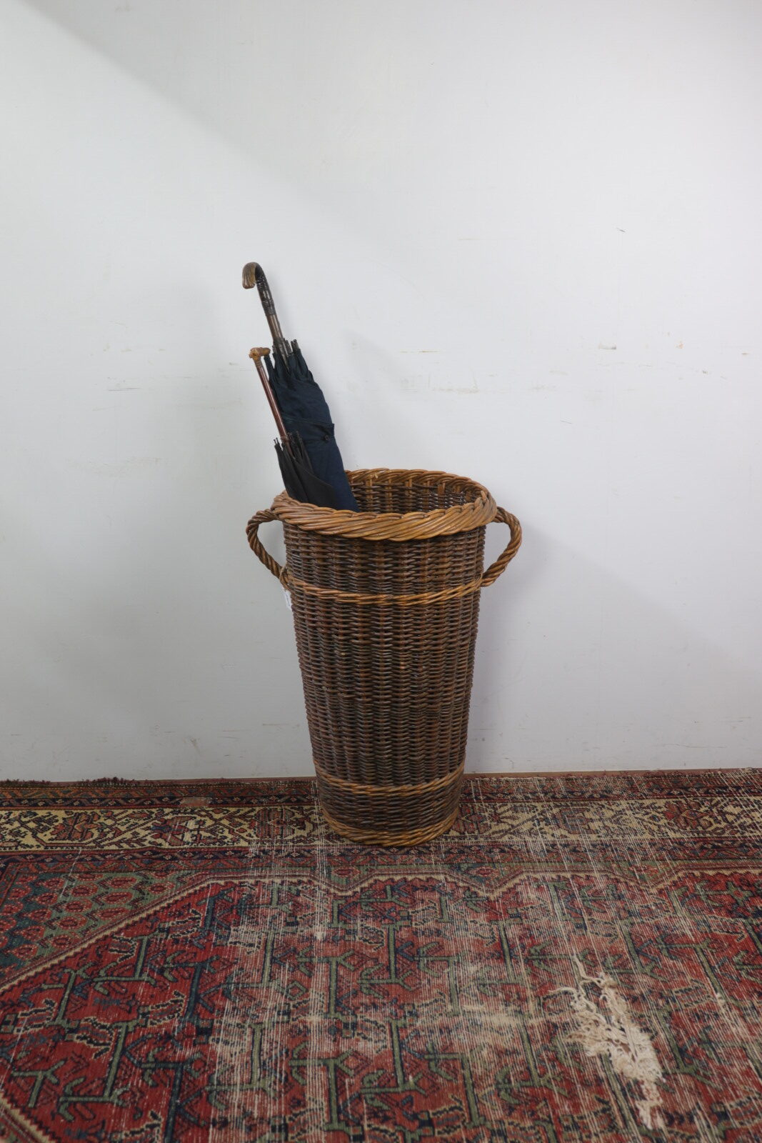 wicker basket ,umbrella stand,france,vintage