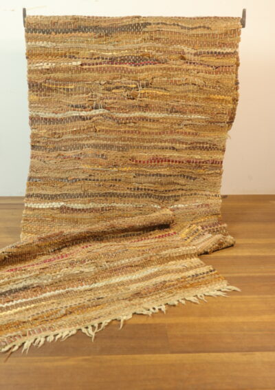 rag rug,leather rag rug,vintage,USA,antique,