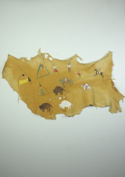 vintage,native american painting on leather,USA,